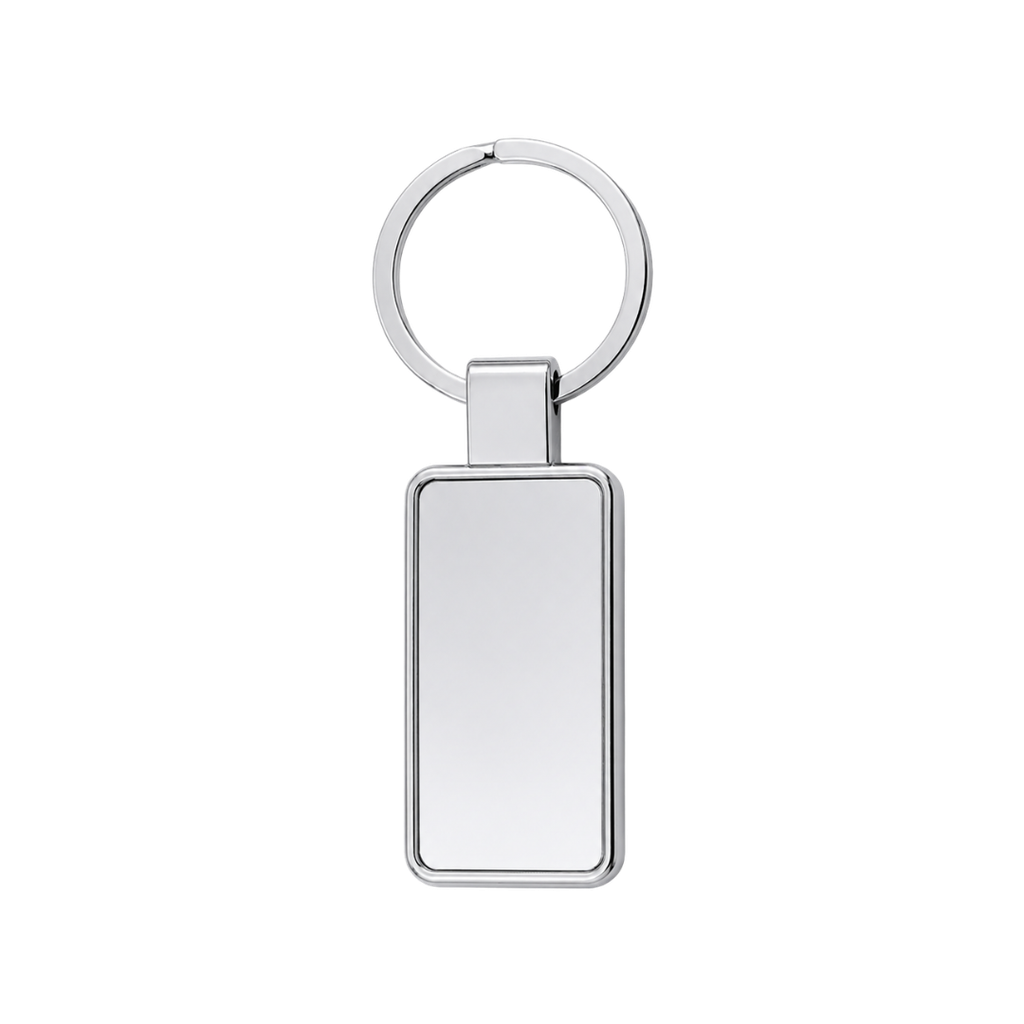 LLAVERO, ALEACION DE ZINC, PLATEADO, 12*5.5*0.7 cm, rectangular para sublimación con pelota 3D