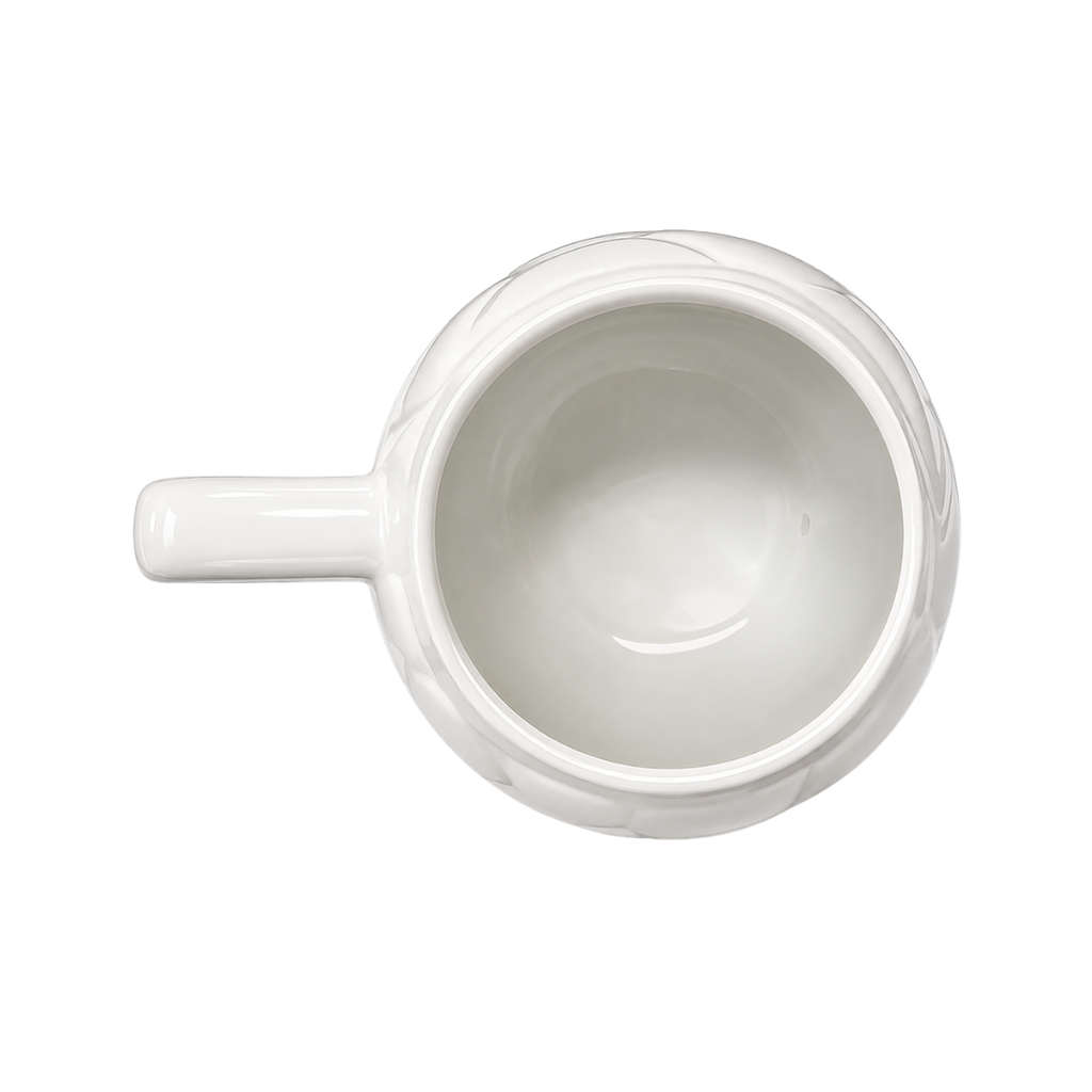 TAZA, CERÁMICA, Blanca, 10 OZ, diseño de pelota de fut