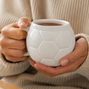 TAZA, CERÁMICA, Blanca, 10 OZ, diseño de pelota de fut