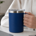 TAZA, ACERO INOXIDABLE, AZUL OSCURO, 350 ml, Thermal doble pared 8.8*10.8cm con tapa hermética