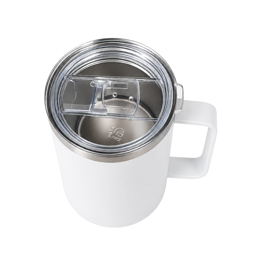 TAZA, ACERO INOXIDABLE, BLANCO, 350 ml, Thermal doble pared 8.8*10.8cm con tapa hermética