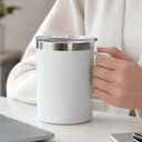 TAZA, ACERO INOXIDABLE, BLANCO, 350 ml, Thermal doble pared 8.8*10.8cm con tapa hermética