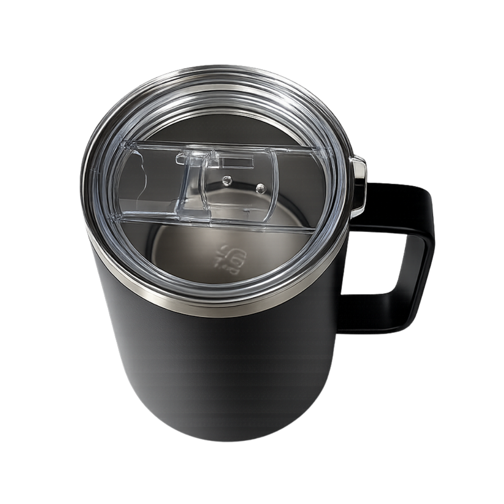 TAZA, ACERO INOXIDABLE, NEGRO, 350 ml, Thermal doble pared 8.8*10.8cm con tapa hermética