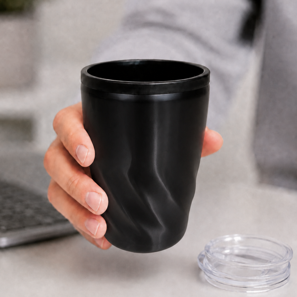 VASO, ACERO INOXIDABLE, NEGRO, 350 ml, Twister doble pared interior plástico
