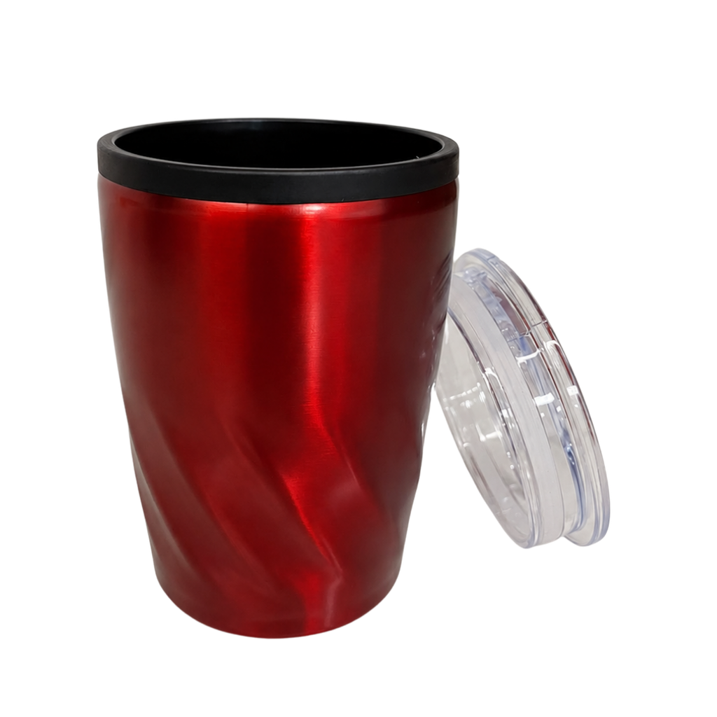 VASO, ACERO INOXIDABLE, ROJO, 350 ml, Twister doble pared interior plástico