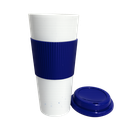 vasos, plástico, blanco, 600 mililitro, con tapadera y agarrador azul