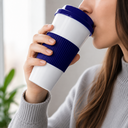 vasos, plástico, blanco, 600 mililitro, con tapadera y agarrador azul