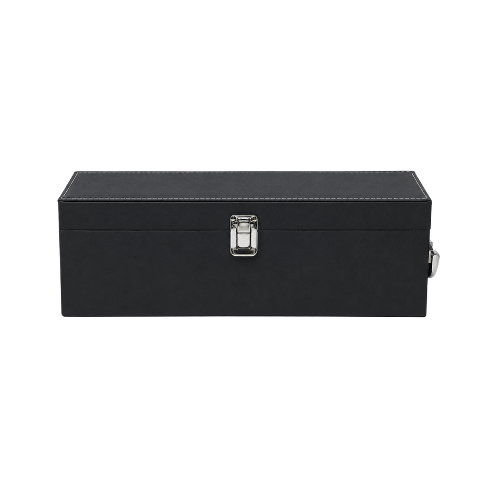 CAJA PARA VINO, PU, NEGRO, 36*11*11 cm, CON 4 ACCESORIOS