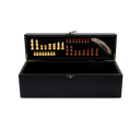 Caja Madera negro 36*11*11 cm para vino con juego de ajedrez