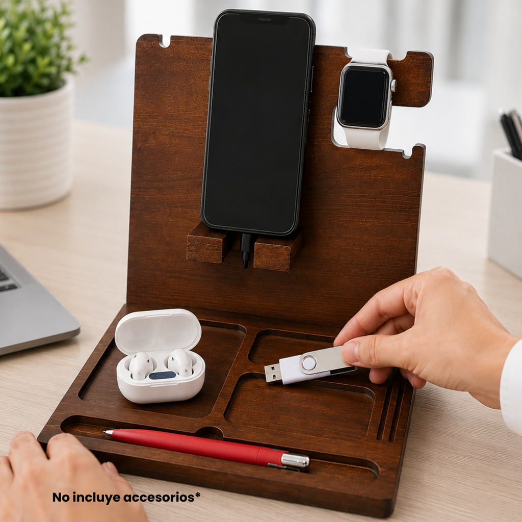 ORGANIZADOR, MADERA, NATURAL, 19,75*23*24 cm, armable para teléfono y accesorios