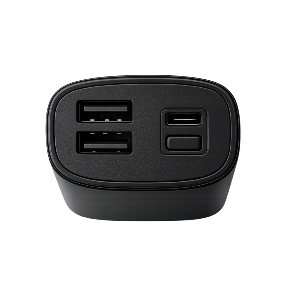 POWER BANK DE 10.000 mAh, ALUMINIO RECICLADO, NEGRO, 5.1 x 12 x 2.6 cm, CON SALIDA USB Y TIPO C DUAL PARA 3 DISPOSITIVOS SIMULTANEOS