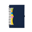 LIBRETA, PAPEL, AZUL OSCURO, Post de espiral con notas adhesivas de colores