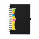 LIBRETA, PAPEL, NEGRO, Post de espiral con notas adhesivas de colores