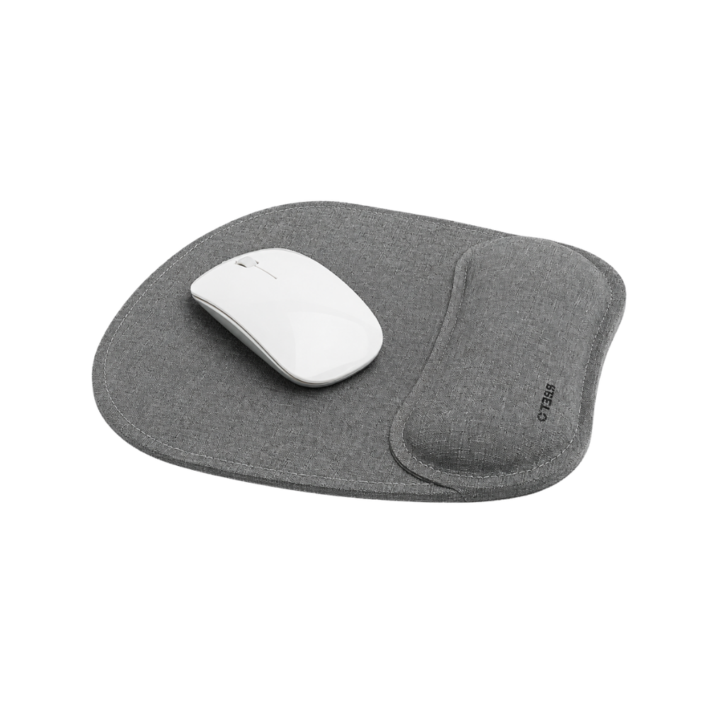 MOUSE PAD, POLIESTER, GRIS, 20 x 22.3 cm, CON BASE ANTIDESLIZANTE Y REPOSA MUÑECAS