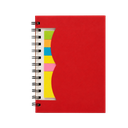 LIBRETA, PAPEL, ROJO, Post de espiral con notas adhesivas de colores