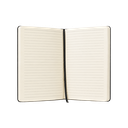 LIBRETA, PAPEL, NEGRO, 14,8 x 21 cm, Ribbed 80 páginas de líneas, 70 gramos 80 con pasta PU, listón y banda elástica