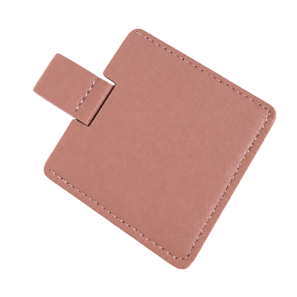 ESPEJO DE BOLSILLO, PLÁSTICO, ROSADO, 6.5*6.8 cm, CUADRADO CON BASE PROTECTORA