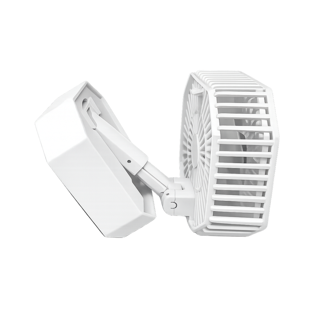 VENTILADOR, PLÁSTICO, BLANCO, 20*10,5*10,5 cm, octogonal plegable con luz led