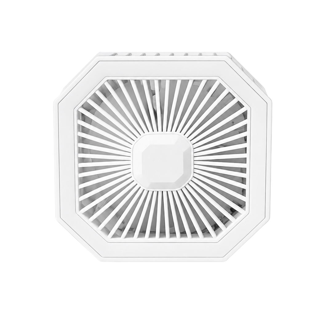VENTILADOR, PLÁSTICO, BLANCO, 20*10,5*10,5 cm, octogonal plegable con luz led