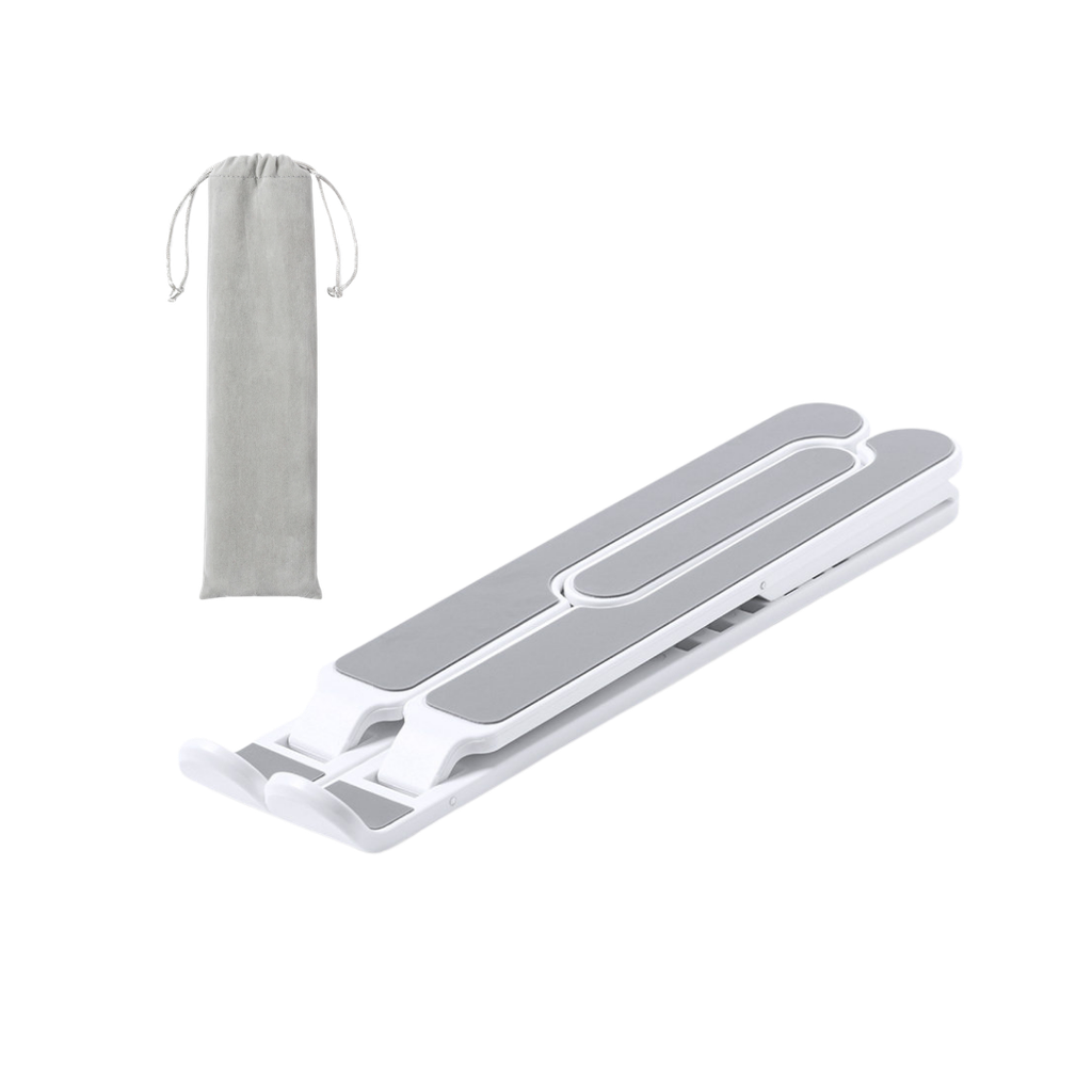 SOPORTE PLEGABLE  PARA PORTÁTIL, ABS, PLATEADO, 20.4 x 15.5 x 26.5 cm, CON PROTECTORES ANTIDESLIZANTES