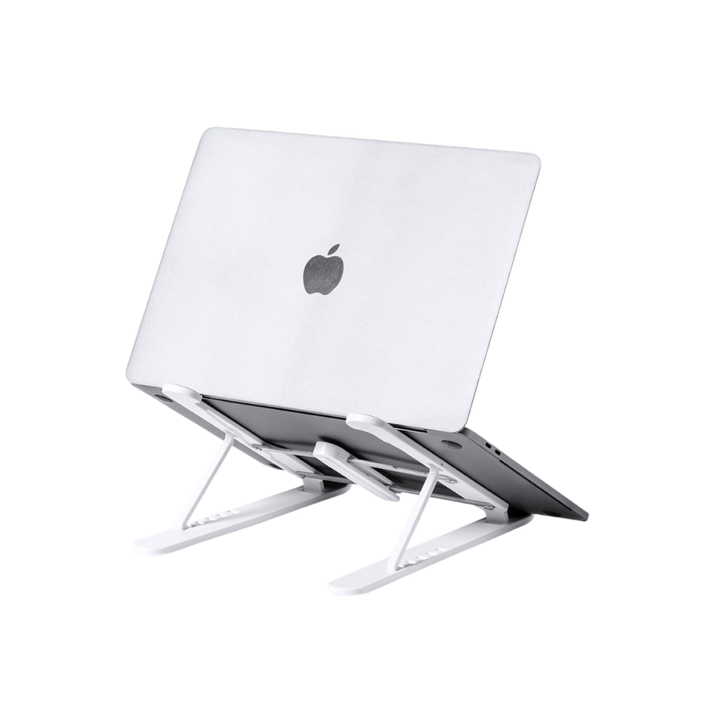 SOPORTE PLEGABLE  PARA PORTÁTIL, ABS, PLATEADO, 20.4 x 15.5 x 26.5 cm, CON PROTECTORES ANTIDESLIZANTES