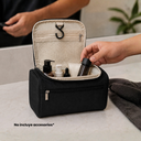 NECESER, POLIESTER, NEGRO, 22*17.5*7 cm, PLEGABLE DE VIAJE CON COMPARTIMENTOS