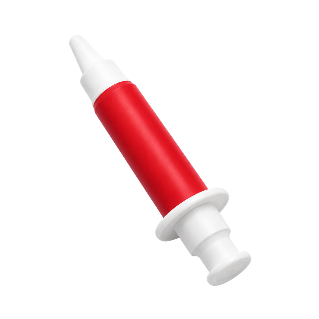 ANTIESTRES, PU, ROJO, 15*2.5 cm, forma de jeringa