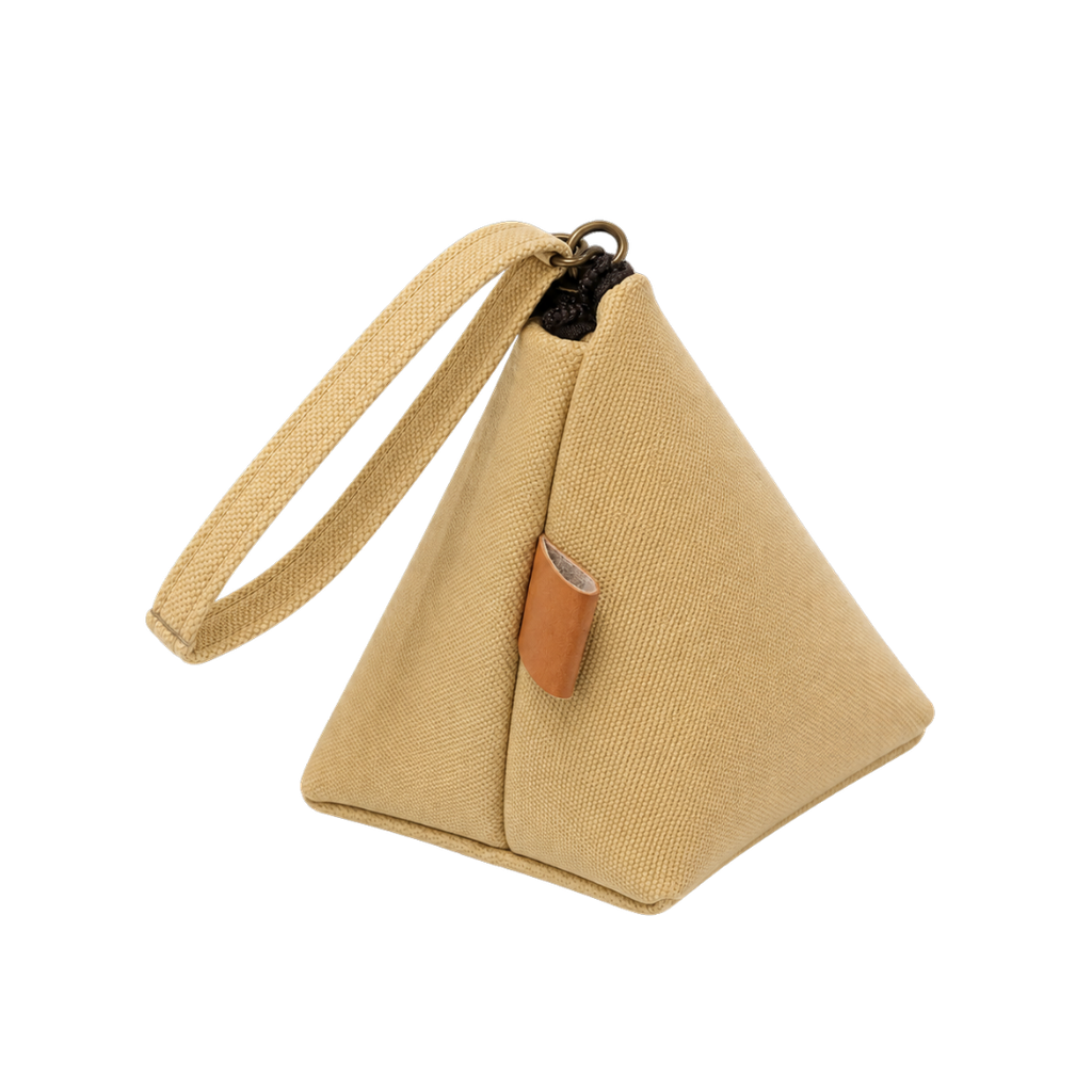 MONEDERO, CANVAS, NATURAL, 10 x 10 x 10 cm, EN FORMA DE PIRÁMIDE
