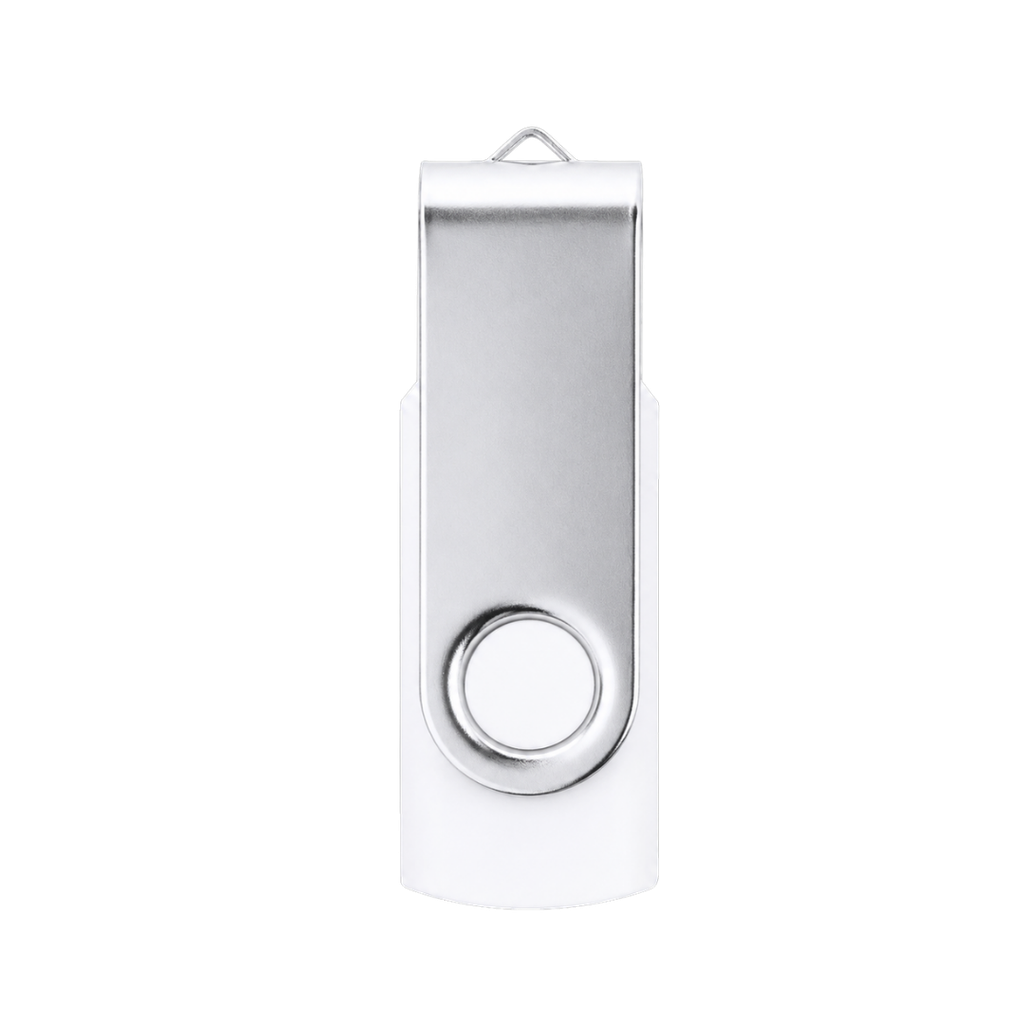 MEMORIA USB 32GB, ABS / METAL, BLANCO, 2 x 5.8 x 1 cm, CON MECANISMO GIRATORIO Y CLIP DE METAL