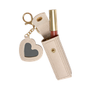 ESTUCHE, IMITACION CUERO, BEIGE, 8*2.5 cm, PARA PINTALABIOS ESTILO LLAVERO CON CORAZÓN