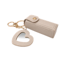 ESTUCHE, IMITACION CUERO, BEIGE, 8*2.5 cm, PARA PINTALABIOS ESTILO LLAVERO CON CORAZÓN