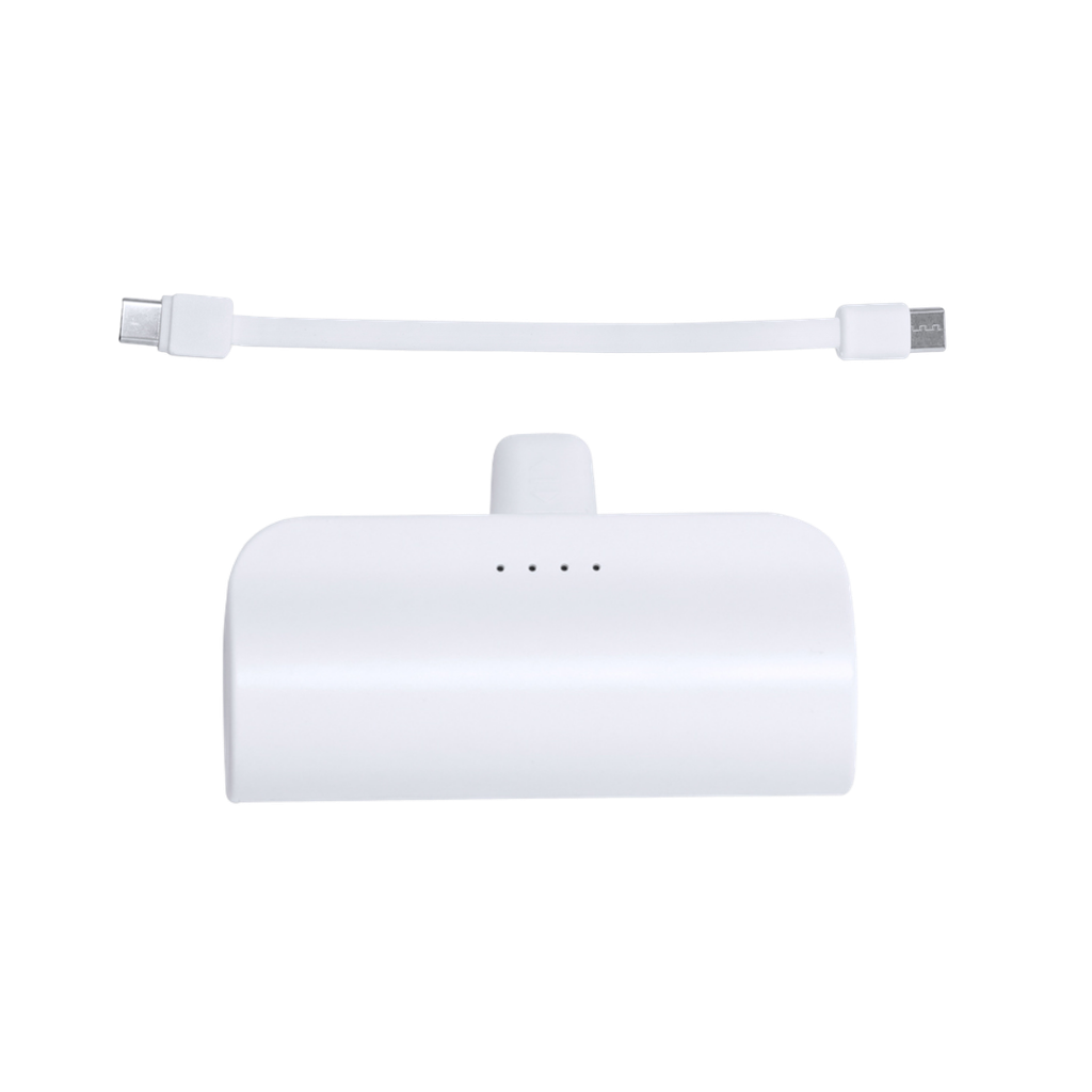 Power Bank, 8 x 4.8 x 2.8 cm, Blanco