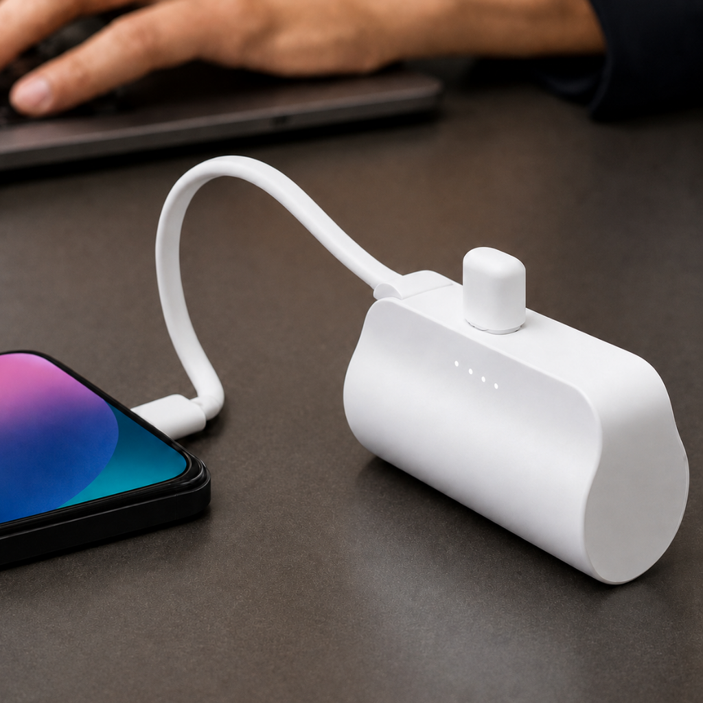 Power Bank, 8 x 4.8 x 2.8 cm, Blanco
