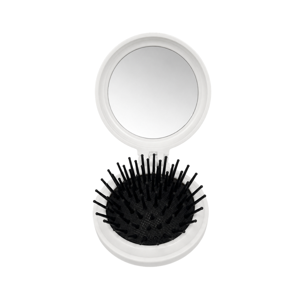 PEINE CON ESPEJO, PLÁSTICO, BLANCO, 6 cm, DISEÑO FRESA