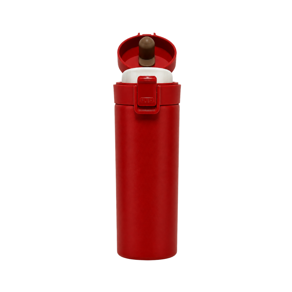 VASO, ACERO INOXIDABLE, ROJO, 480 ml, Mumbai 6.8*19.5 cm térmico doble pared con tapa automática y base antideslizante