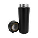 VASO, ACERO INOXIDABLE, NEGRO, 480 ml, Mumbai 6.8*19.5 cm térmico doble pared con tapa automática y base antideslizante