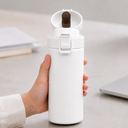 VASO, ACERO INOXIDABLE, BLANCO, 480 ml, Mumbai 6.8*19.5 cm térmico doble pared con tapa automática y base antideslizante