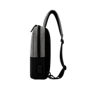 Mochila cruzada, Poliéster 300D, con conexión USB para carga 20 x 29 x 6.5 cm, Gris