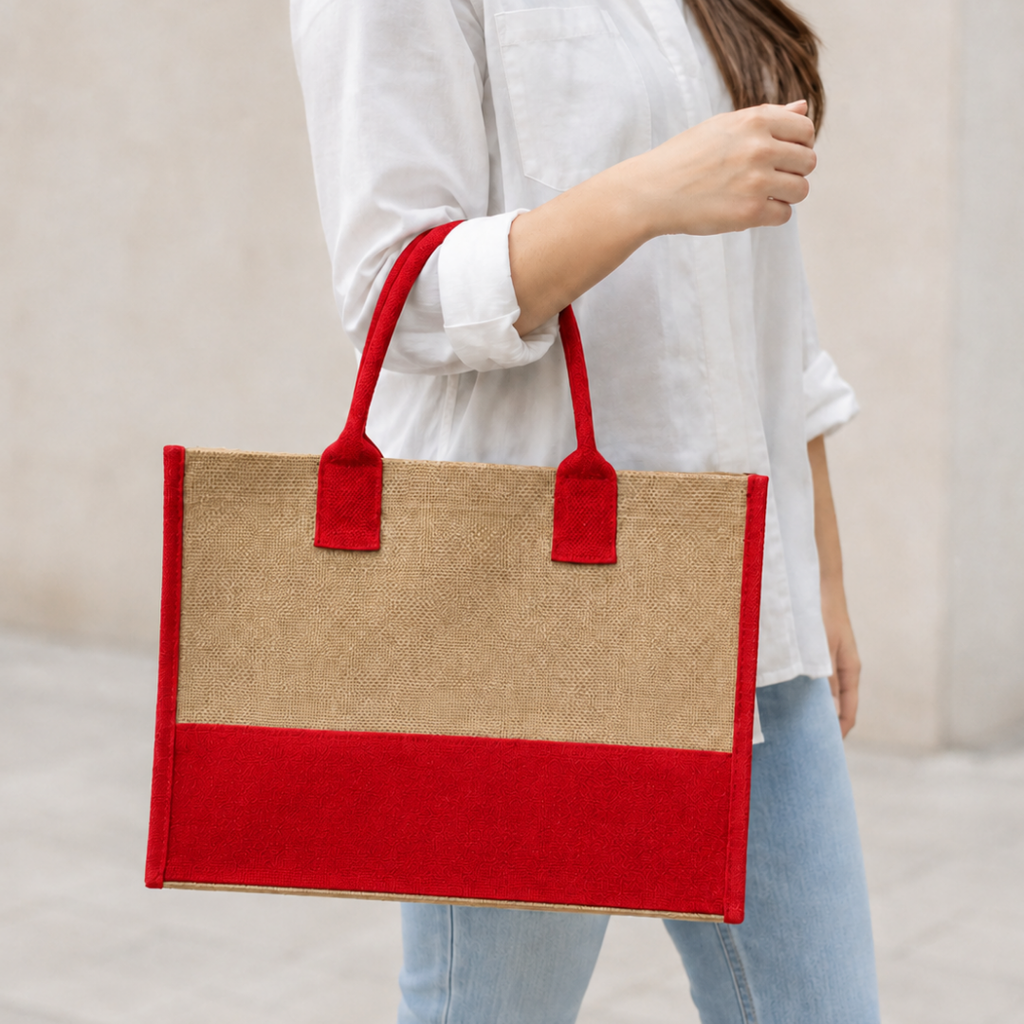 Bolsa Yute Rojo 27*35*13 cm Zócalo Y Refuerzos De Color