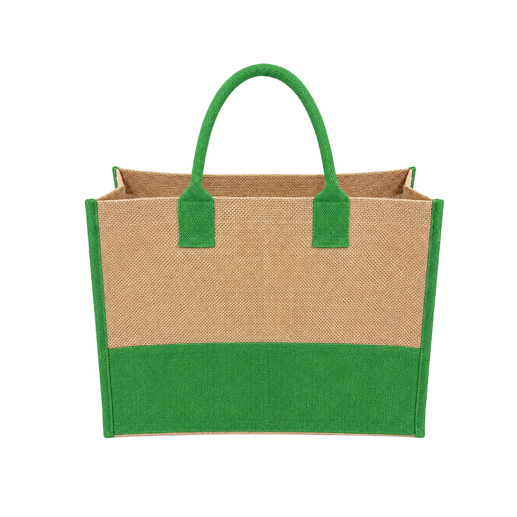 Bolsa Yute Verde 27*35*13 cm Zócalo Y Refuerzos De Color