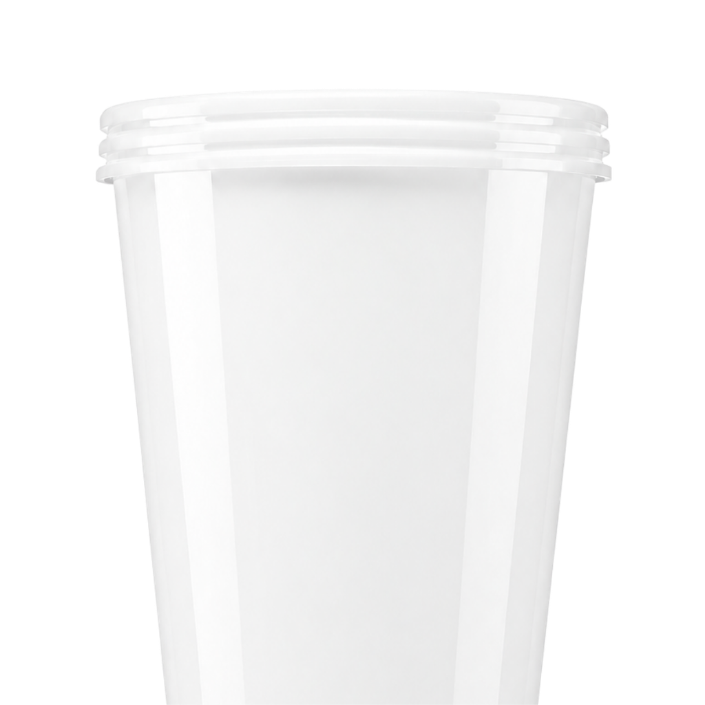 Vaso plástico blanco 1,000ml Carioca con tapa domo diseño de pelota y pajilla
