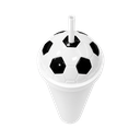 Vaso plástico blanco 1,000ml Carioca con tapa domo diseño de pelota y pajilla