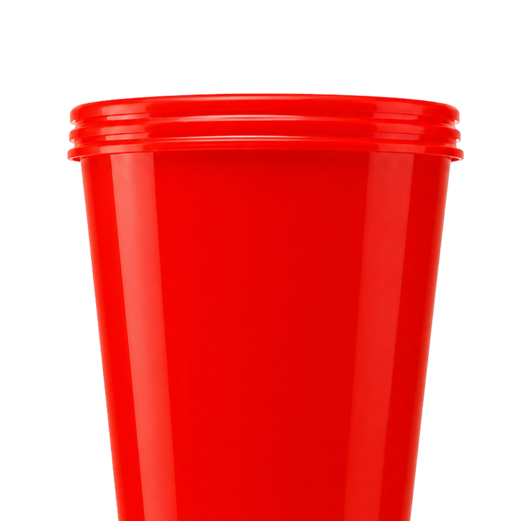 Vaso plástico rojo 1,000ml Carioca con tapa domo diseño de pelota y pajilla