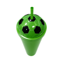 Vaso plástico  verde 1,000ml Carioca con tapa domo diseño de pelota y pajilla