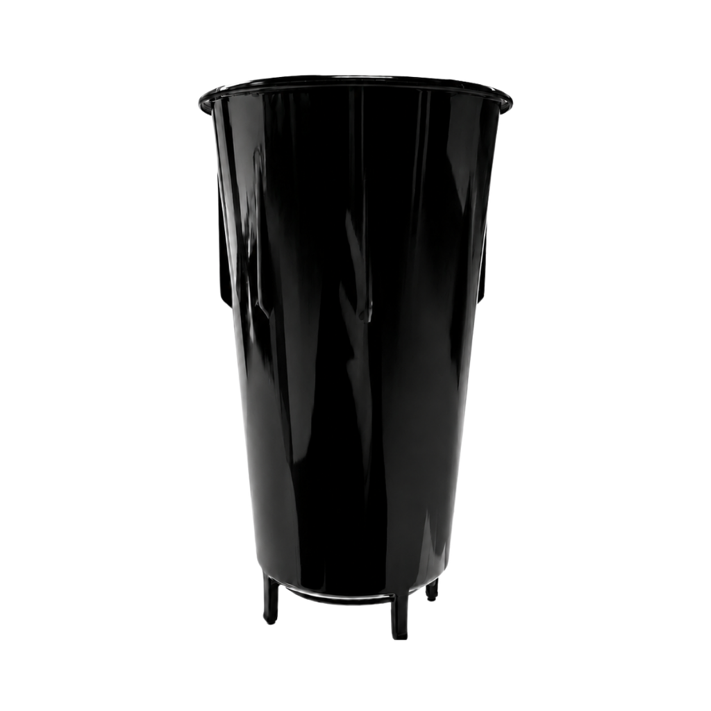 VASO, PLÁSTICO, NEGRO, 600 ml, vuvuzela con tapa como diseño de pelota y pajilla, desmontable