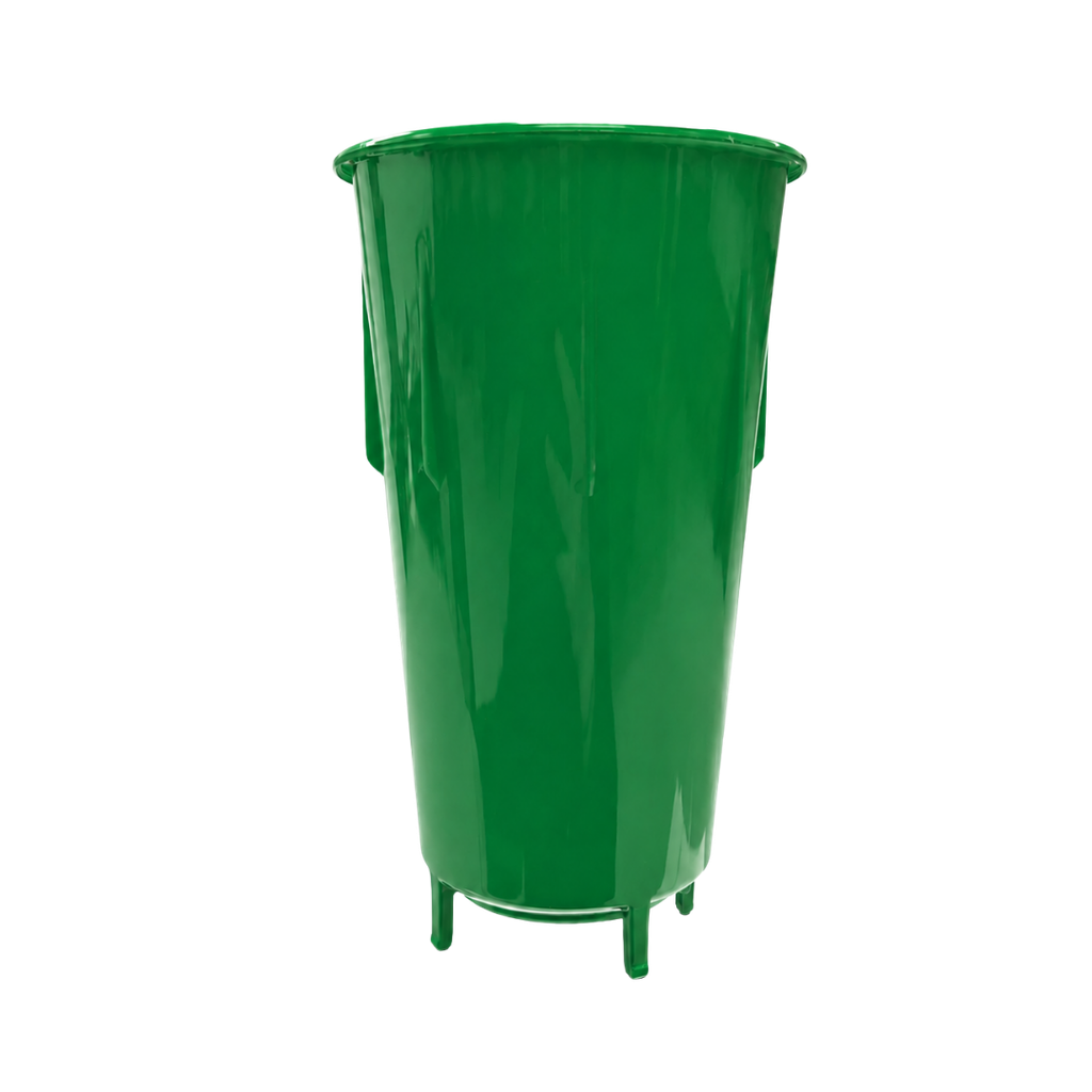 VASO, PLÁSTICO, VERDE, 600 ml, vuvuzela con tapa como diseño de pelota y pajilla, desmontable