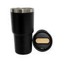 Vaso, acero inoxidable, negro, 530ml, Selene  18*8.8 cm doble pared top de bambú