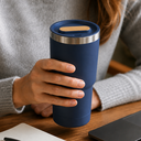 Vaso, acero inoxidable, azul oscuro, 530ml, Selene  18*8.8 cm doble pared top de bambú