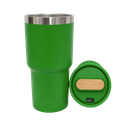 Vaso, acero inoxidable, verde, 530ml, Selene  18*8.8 cm doble pared top de bambú