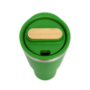 Vaso, acero inoxidable, verde, 530ml, Selene  18*8.8 cm doble pared top de bambú